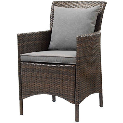 Conduit Outdoor Patio Wicker Rattan Dining Armchair Set of 2, Rattan, Wicker, Brown Grey Gray, 19075