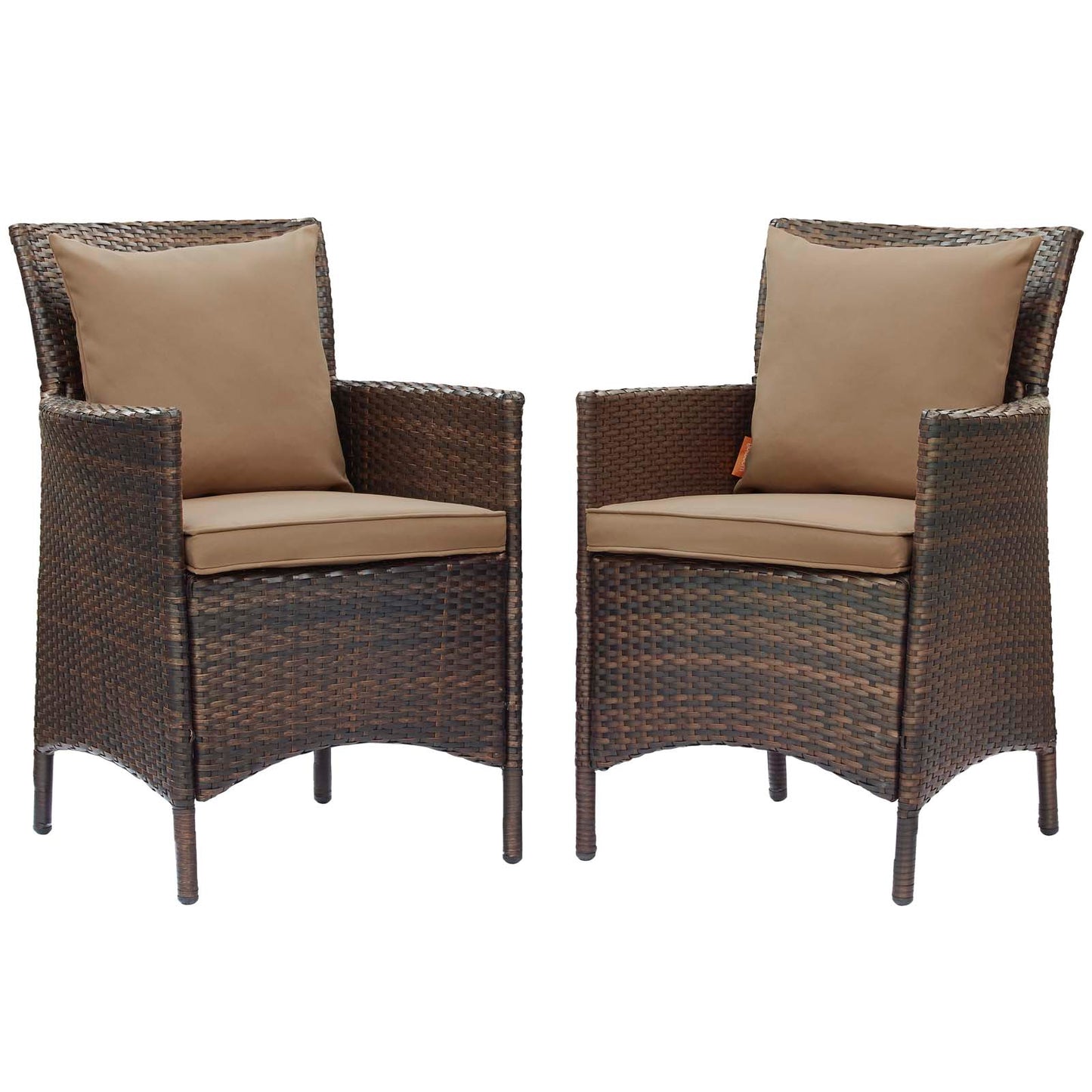 Conduit Outdoor Patio Wicker Rattan Dining Armchair Set of 2, Rattan, Wicker, Brown Brown, 19076