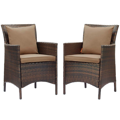 Conduit Outdoor Patio Wicker Rattan Dining Armchair Set of 2, Rattan, Wicker, Brown Brown, 19076