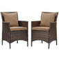 Conduit Outdoor Patio Wicker Rattan Dining Armchair Set of 2, Rattan, Wicker, Brown Brown, 19076