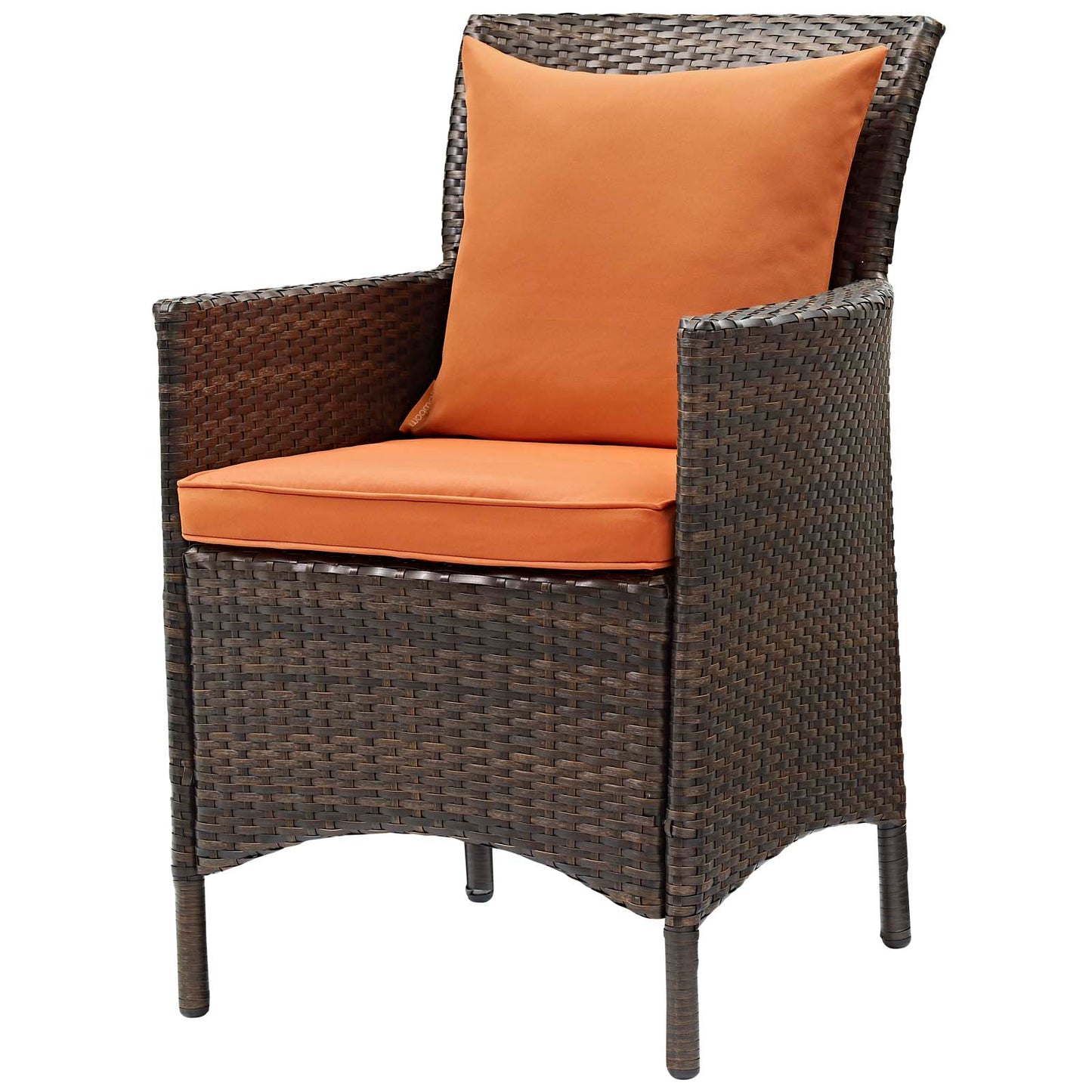 Conduit Outdoor Patio Wicker Rattan Dining Armchair Set of 2, Rattan, Wicker, Brown Orange, 19078