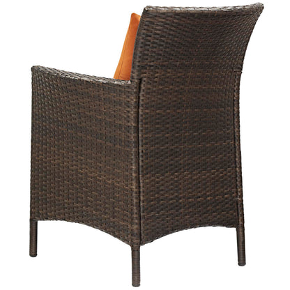 Conduit Outdoor Patio Wicker Rattan Dining Armchair Set of 2, Rattan, Wicker, Brown Orange, 19078
