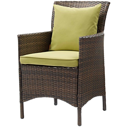 Conduit Outdoor Patio Wicker Rattan Dining Armchair Set of 2, Rattan, Wicker, Brown Green, 19079