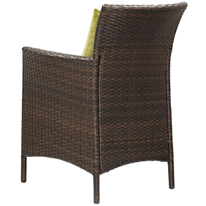 Conduit Outdoor Patio Wicker Rattan Dining Armchair Set of 2, Rattan, Wicker, Brown Green, 19079