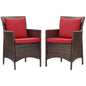 Conduit Outdoor Patio Wicker Rattan Dining Armchair Set of 2, Rattan, Wicker, Brown Red, 19080