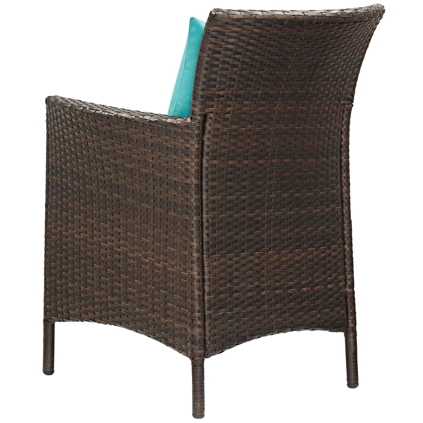 Conduit Outdoor Patio Wicker Rattan Dining Armchair Set of 2, Rattan, Wicker, Brown Blue, 19081