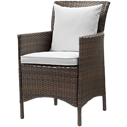 Conduit Outdoor Patio Wicker Rattan Dining Armchair Set of 2, Rattan, Wicker, Brown White, 19082