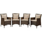 Conduit Outdoor Patio Wicker Rattan Dining Armchair Set of 4, Rattan, Wicker, Brown Beige, 19083