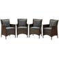 Conduit Outdoor Patio Wicker Rattan Dining Armchair Set of 4, Rattan, Wicker, Brown Grey Gray, 19084