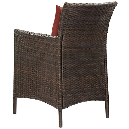 Conduit Outdoor Patio Wicker Rattan Dining Armchair Set of 4, Rattan, Wicker, Brown Dark Red, 19085