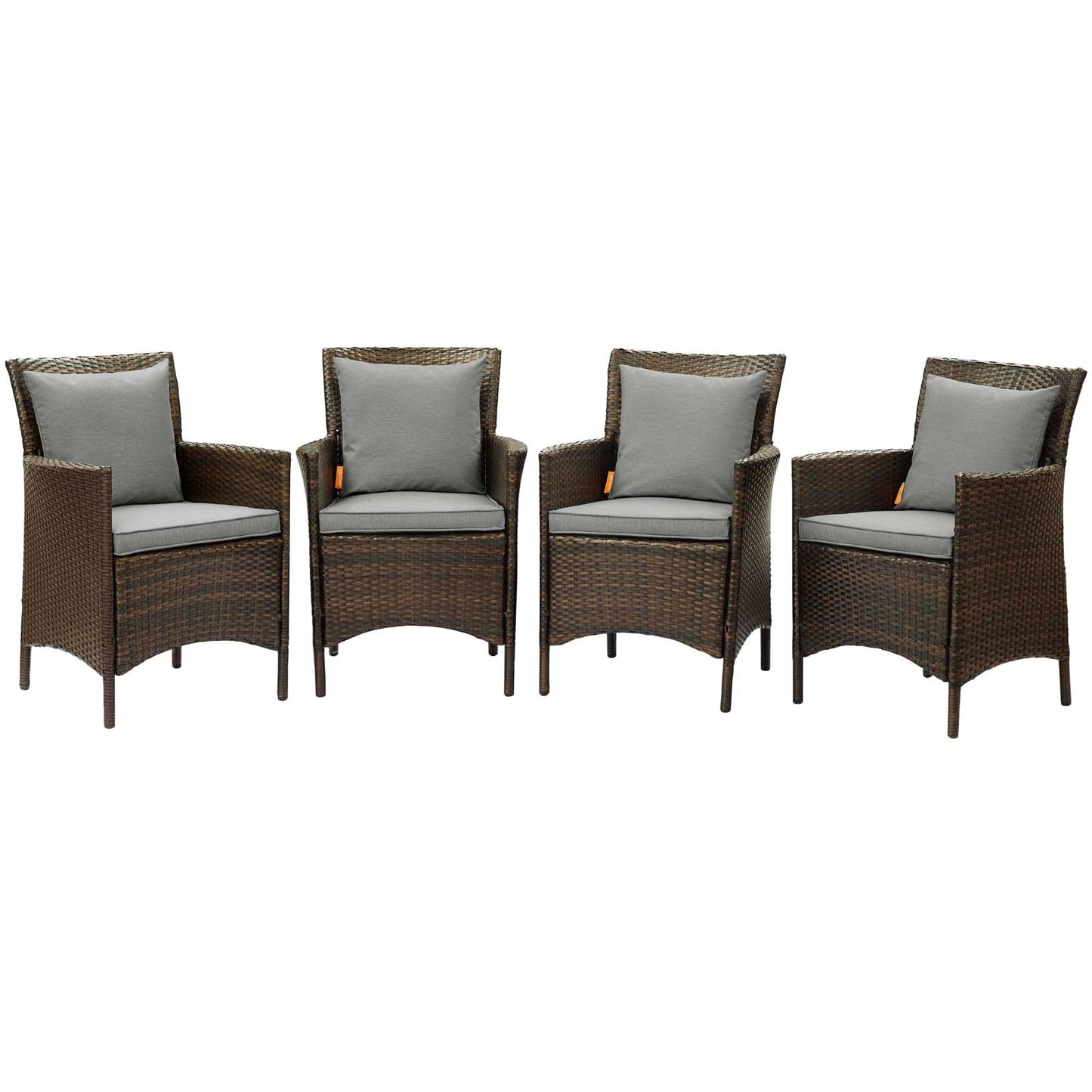 Conduit Outdoor Patio Wicker Rattan Dining Armchair Set of 4, Rattan, Wicker, Brown Grey Gray, 19087