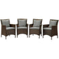 Conduit Outdoor Patio Wicker Rattan Dining Armchair Set of 4, Rattan, Wicker, Brown Grey Gray, 19087