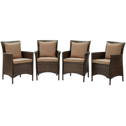 Conduit Outdoor Patio Wicker Rattan Dining Armchair Set of 4, Rattan, Wicker, Brown Brown, 19088
