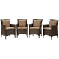 Conduit Outdoor Patio Wicker Rattan Dining Armchair Set of 4, Rattan, Wicker, Brown Brown, 19088