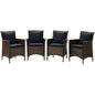 Conduit Outdoor Patio Wicker Rattan Dining Armchair Set of 4, Rattan, Wicker, Brown Blue Navy, 19089
