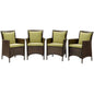 Conduit Outdoor Patio Wicker Rattan Dining Armchair Set of 4, Rattan, Wicker, Brown Green, 19090