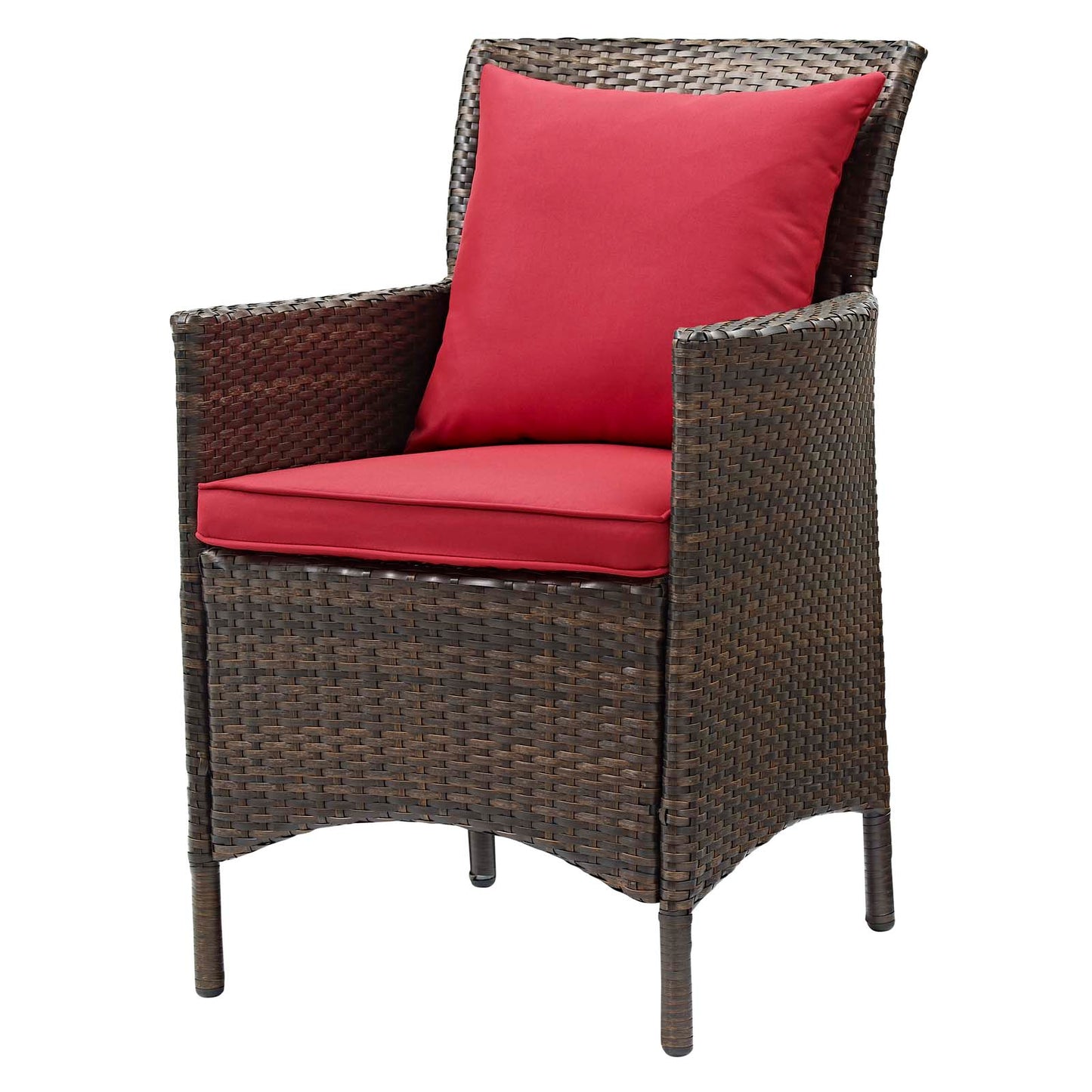 Conduit Outdoor Patio Wicker Rattan Dining Armchair Set of 4, Rattan, Wicker, Brown Red, 19091