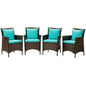 Conduit Outdoor Patio Wicker Rattan Dining Armchair Set of 4, Rattan, Wicker, Brown Blue, 19092