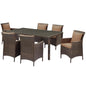 Conduit 7 Piece Outdoor Patio Wicker Rattan Dining Set, Rattan, Wicker, Brown Brown, 19099