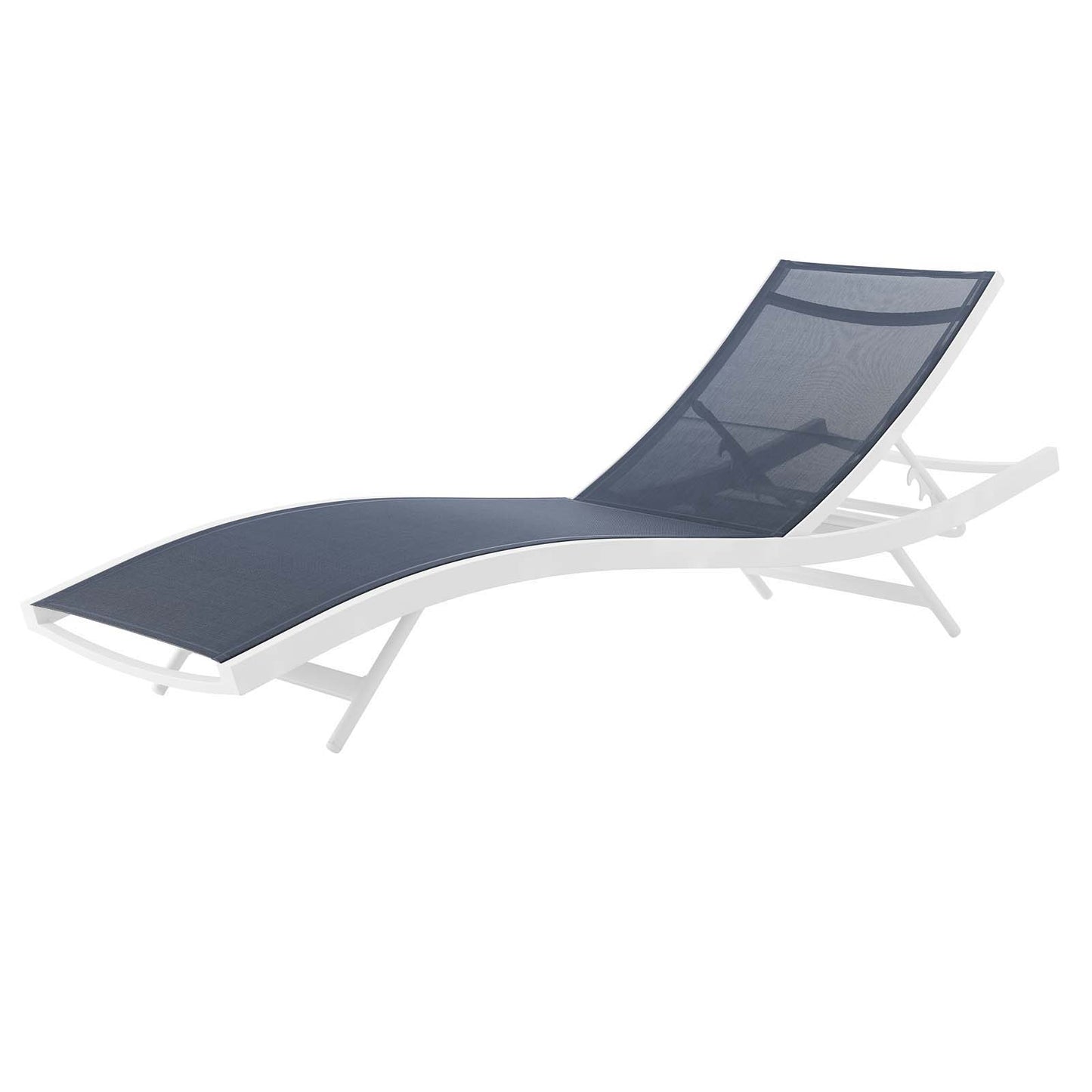 Glimpse Outdoor Patio Mesh Chaise Lounge Set of 2, Aluminum, Metal, Steel, White Blue Navy, 19112