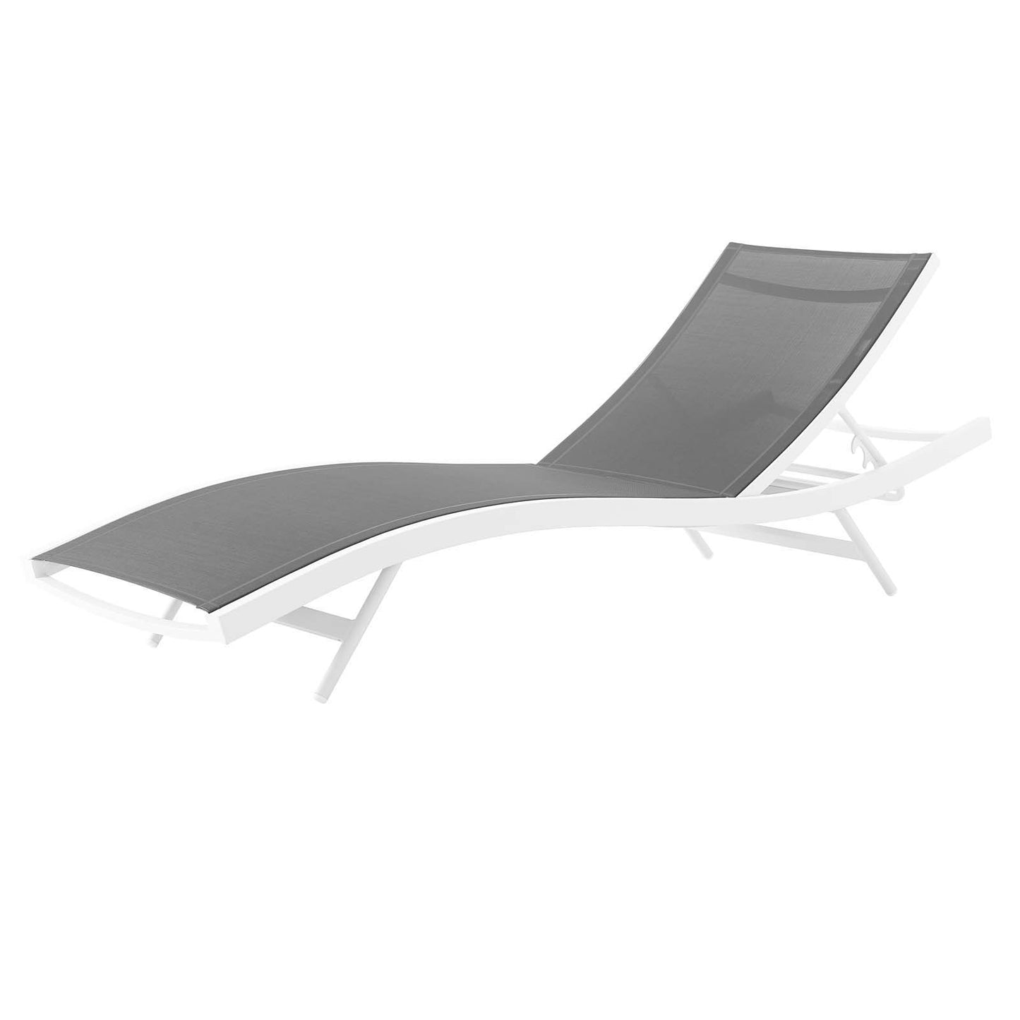 Glimpse Outdoor Patio Mesh Chaise Lounge Set of 4, Aluminum, Metal, Steel, White Grey Gray, 19114