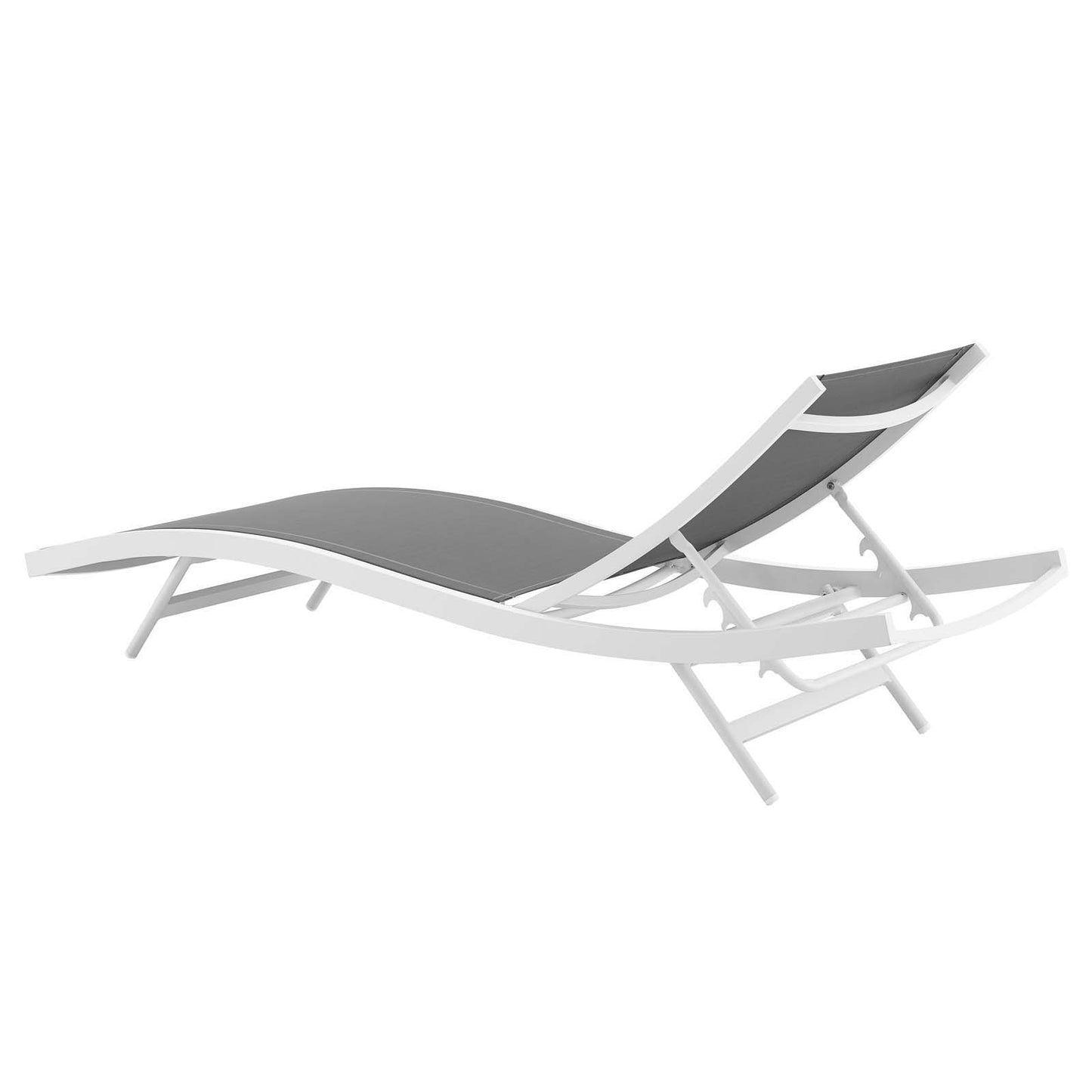 Glimpse Outdoor Patio Mesh Chaise Lounge Set of 4, Aluminum, Metal, Steel, White Grey Gray, 19114