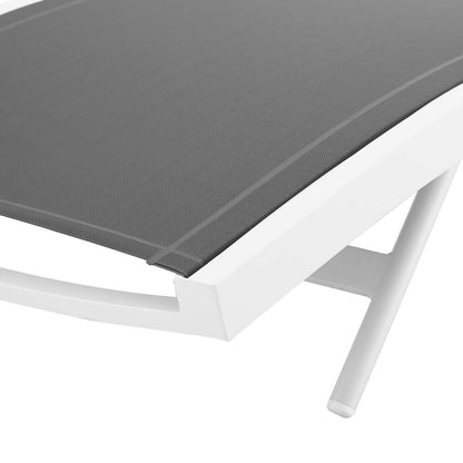 Glimpse Outdoor Patio Mesh Chaise Lounge Set of 4, Aluminum, Metal, Steel, White Grey Gray, 19114