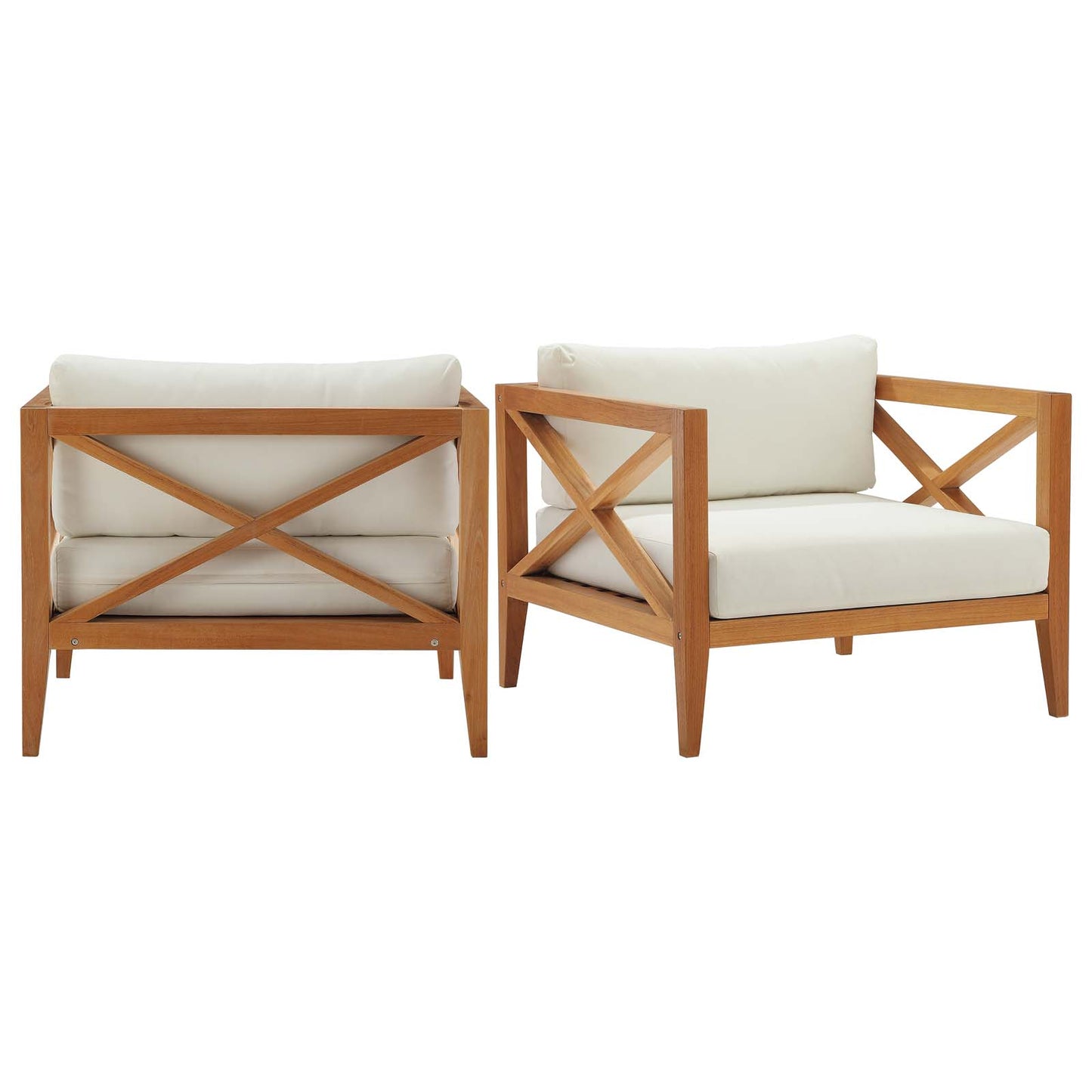 Northlake Outdoor Patio Premium Grade A Teak Wood Armchair Set of 2, Wood, Brown Natural White, 19117