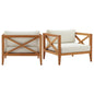 Northlake Outdoor Patio Premium Grade A Teak Wood Armchair Set of 2, Wood, Brown Natural White, 19117