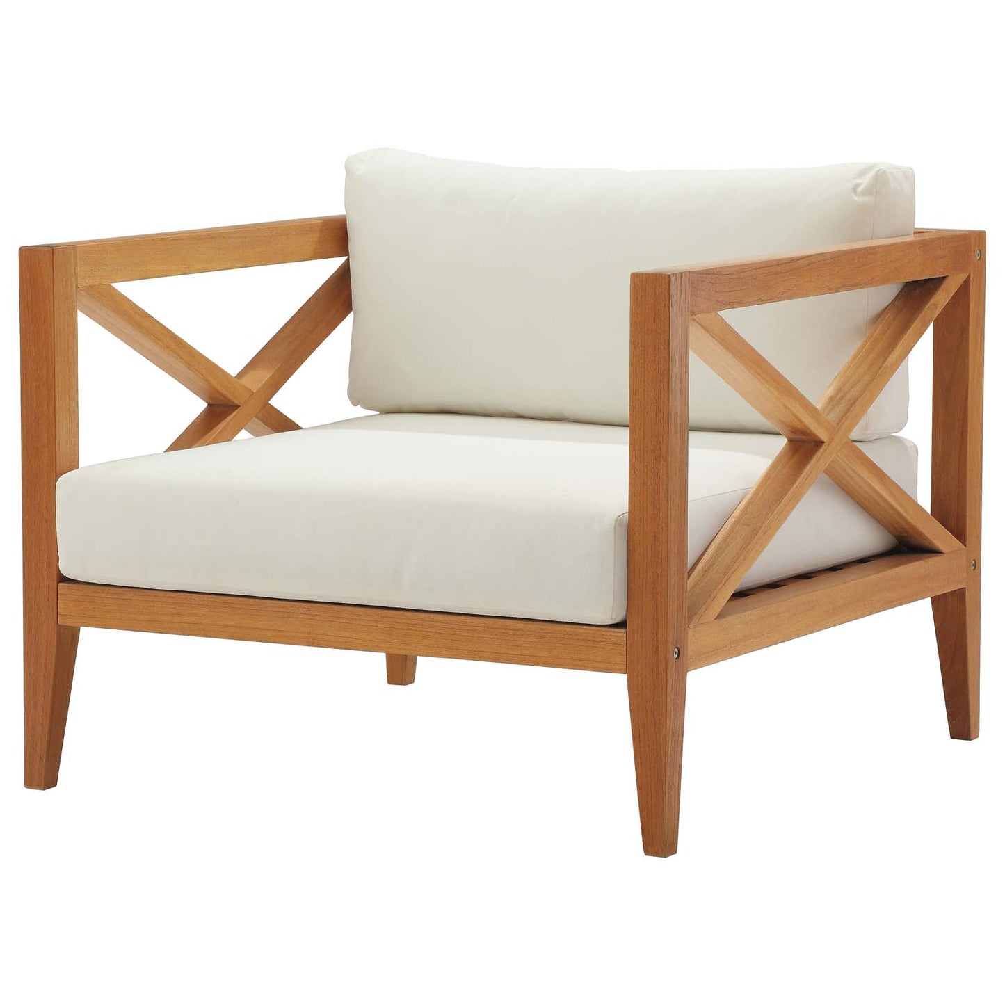 Northlake Outdoor Patio Premium Grade A Teak Wood Armchair Set of 2, Wood, Brown Natural White, 19117