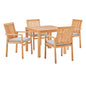 Farmstay 5 Piece Outdoor Patio Teak Wood Dining Set, Wood, Brown Natural Taupe Gray, 19119