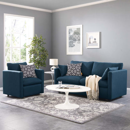 Activate Upholstered Fabric Sofa and Armchair Set, Fabric, Navy Blue, 19121