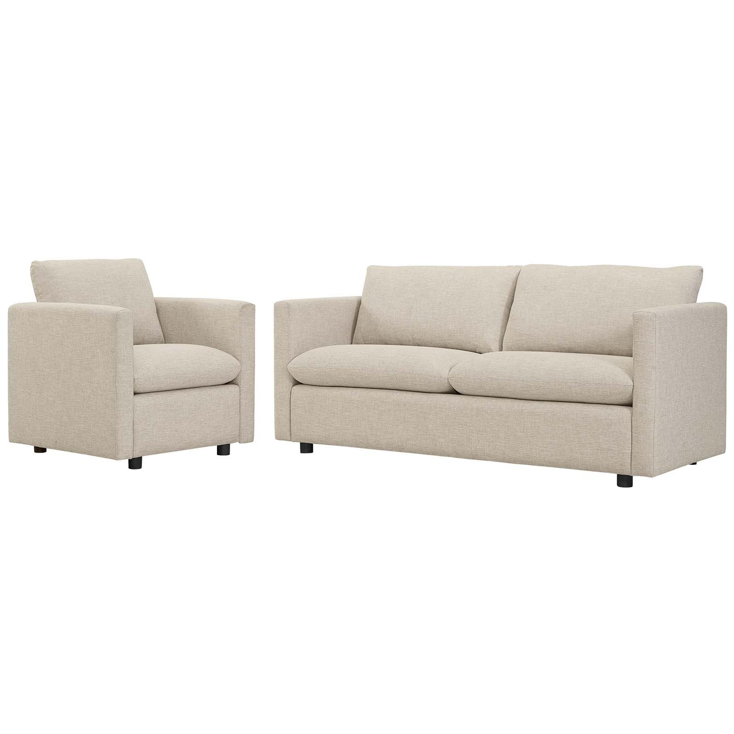 Activate Upholstered Fabric Sofa and Armchair Set, Fabric, Beige, 19122