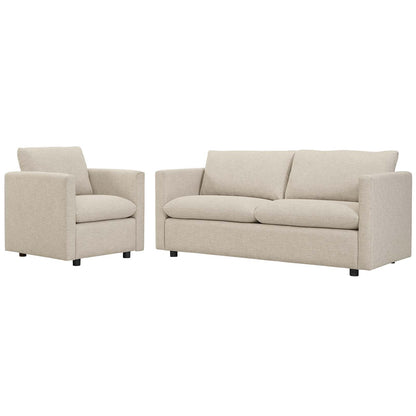 Activate Upholstered Fabric Sofa and Armchair Set, Fabric, Beige, 19122