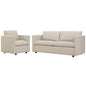 Activate Upholstered Fabric Sofa and Armchair Set, Fabric, Beige, 19122