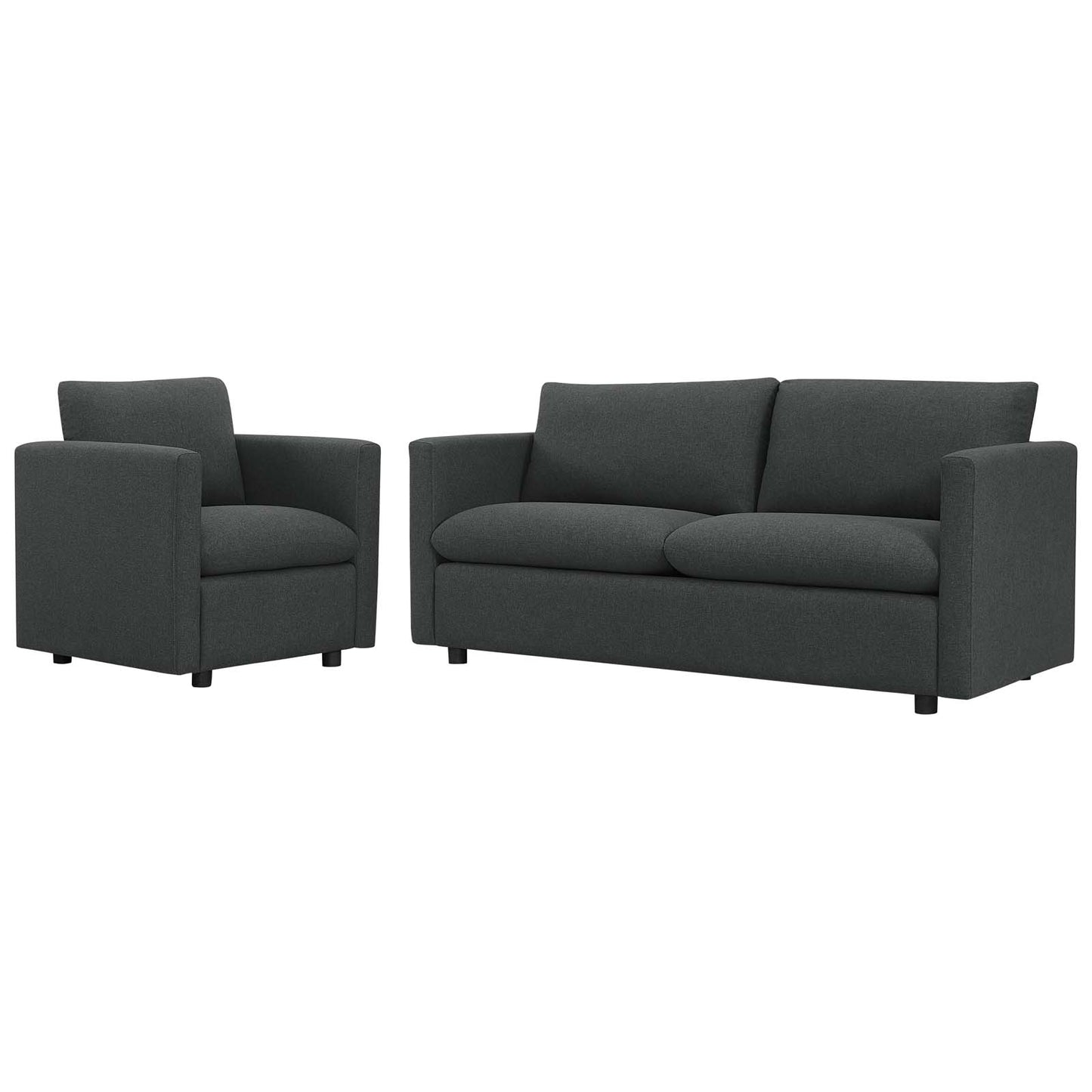 Activate Upholstered Fabric Sofa and Armchair Set, Fabric, Grey Gray, 19123
