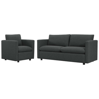 Activate Upholstered Fabric Sofa and Armchair Set, Fabric, Grey Gray, 19123