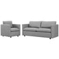 Activate Upholstered Fabric Sofa and Armchair Set, Fabric, Light Grey Gray, 19124