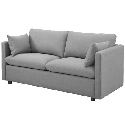 Activate Upholstered Fabric Sofa and Armchair Set, Fabric, Light Grey Gray, 19124