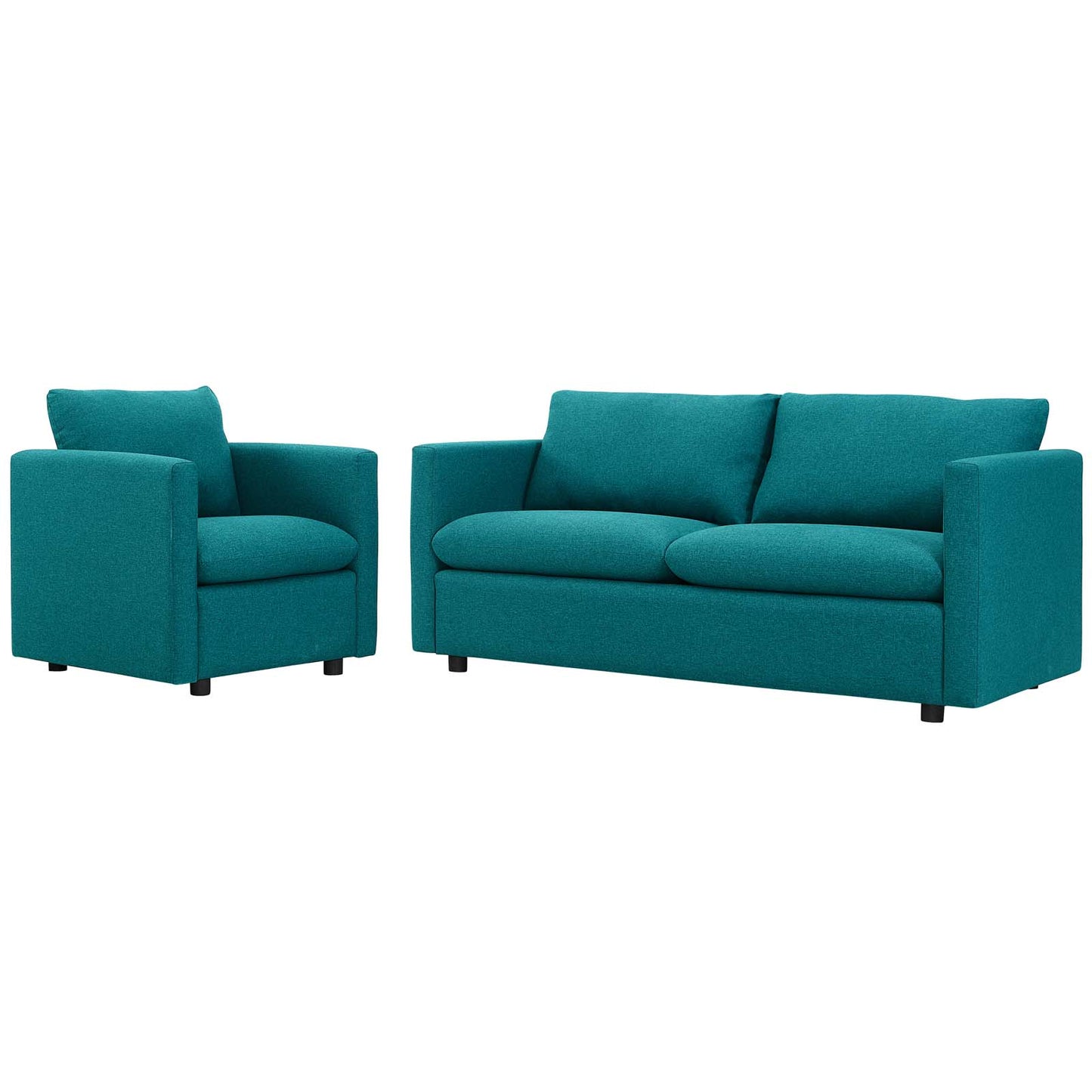 Activate Upholstered Fabric Sofa and Armchair Set, Fabric, Teal Blue, 19125