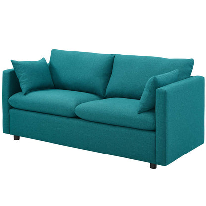 Activate Upholstered Fabric Sofa and Armchair Set, Fabric, Teal Blue, 19125