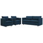 Activate 3 Piece Upholstered Fabric Set, Fabric, Navy Blue, 19127