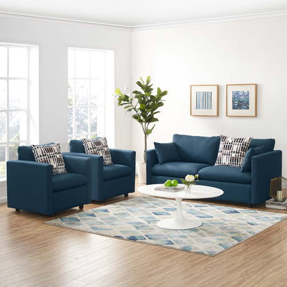 Activate 3 Piece Upholstered Fabric Set, Fabric, Navy Blue, 19127