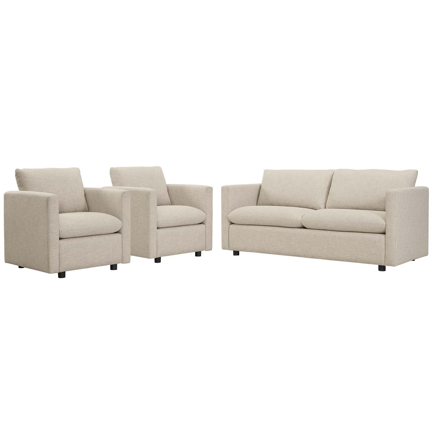 Activate 3 Piece Upholstered Fabric Set, Fabric, Beige, 19128