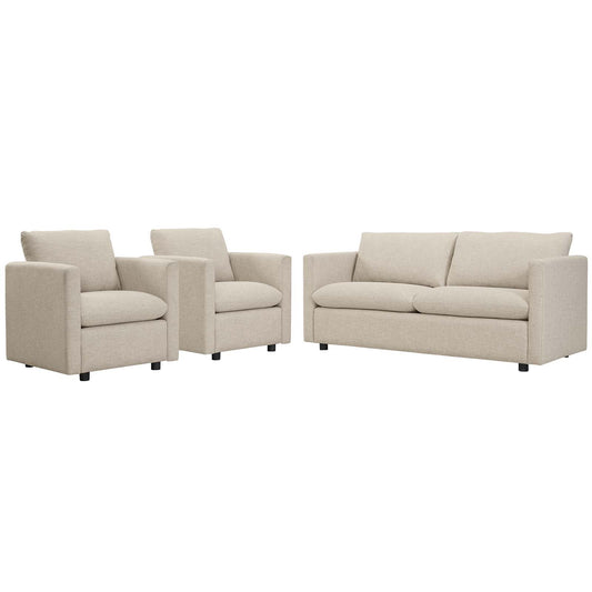 Activate 3 Piece Upholstered Fabric Set, Fabric, Beige, 19128