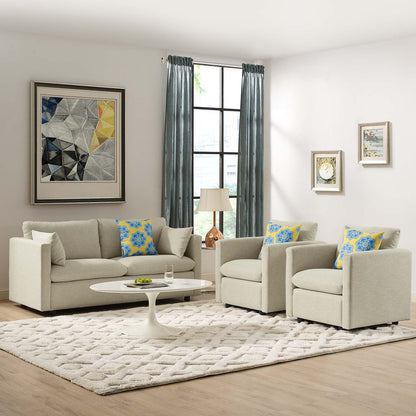 Activate 3 Piece Upholstered Fabric Set, Fabric, Beige, 19128