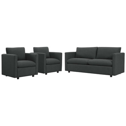 Activate 3 Piece Upholstered Fabric Set, Fabric, Grey Gray, 19129