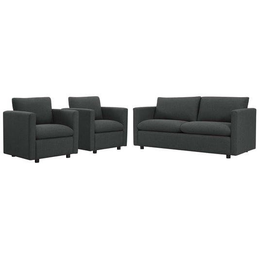 Activate 3 Piece Upholstered Fabric Set, Fabric, Grey Gray, 19129