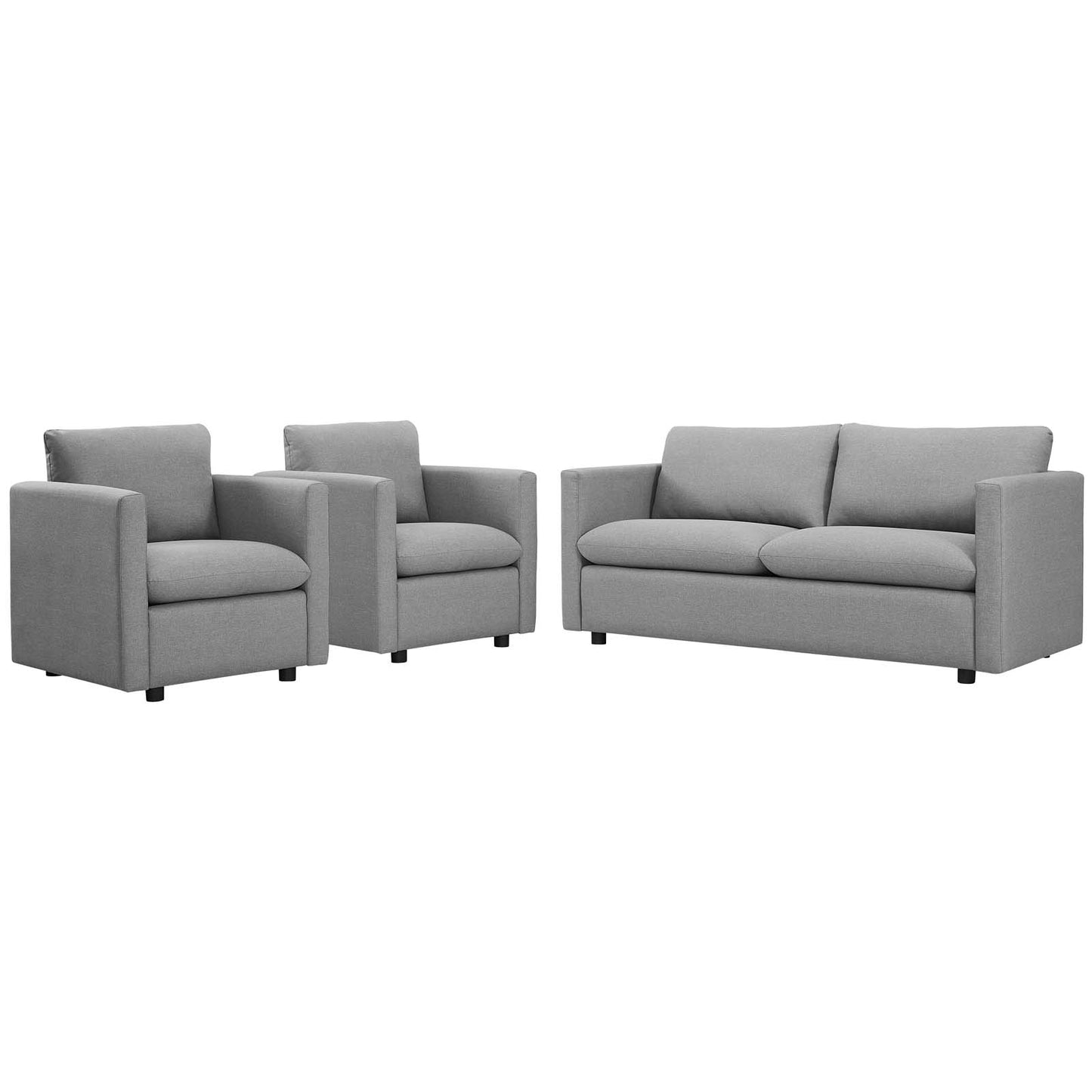 Activate 3 Piece Upholstered Fabric Set, Fabric, Light Grey Gray, 19130