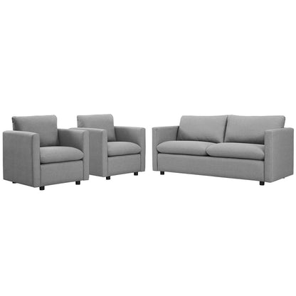 Activate 3 Piece Upholstered Fabric Set, Fabric, Light Grey Gray, 19130